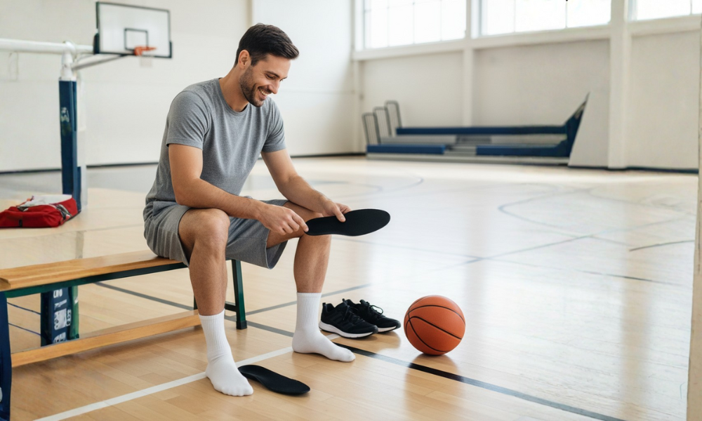 Best Shock Absorbing Insoles A man holding them at the gym