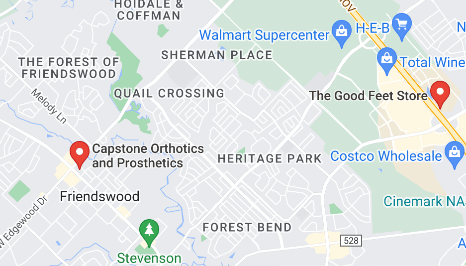 map of custom orthotic providers freindswood tx