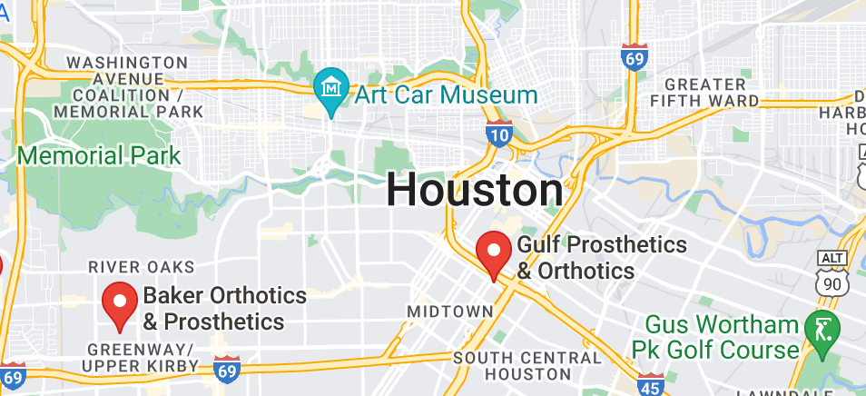 map for Custom Orthotics In Houston, Tx physical locations