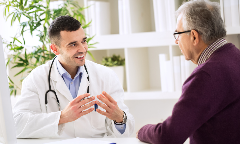 A doctor speaking to a patient, answering the question, "what is a  foot doctor called and what does a foot doctor do?"