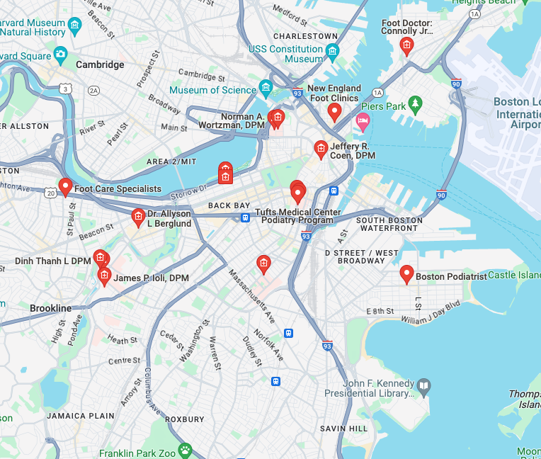 Map Of Orthotics Near Me In Boston, MA