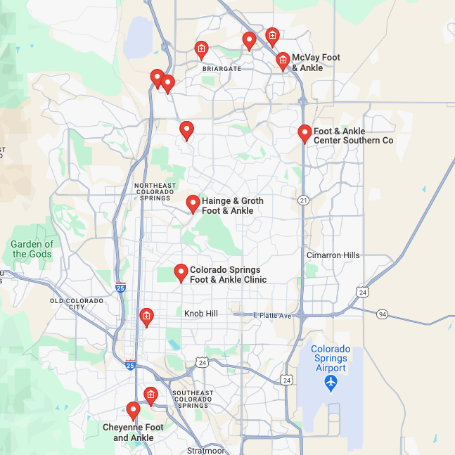 Map Of Orthotics Near Me In Colorado Springs, CO.