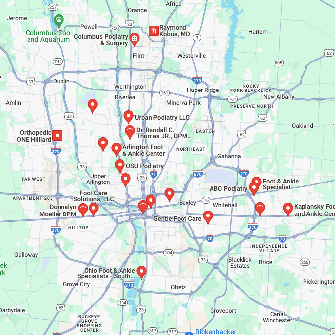 Map Of Orthotics Near Me In Columbus, OH