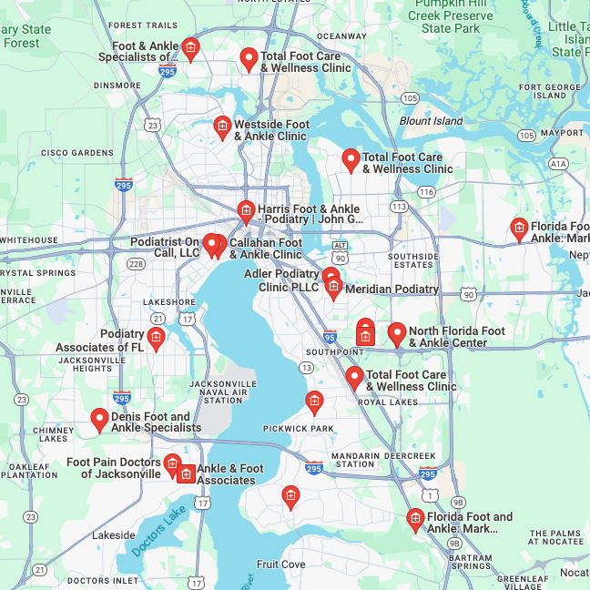 Map Of Orthotics Near Me In Jacksonville, FL.