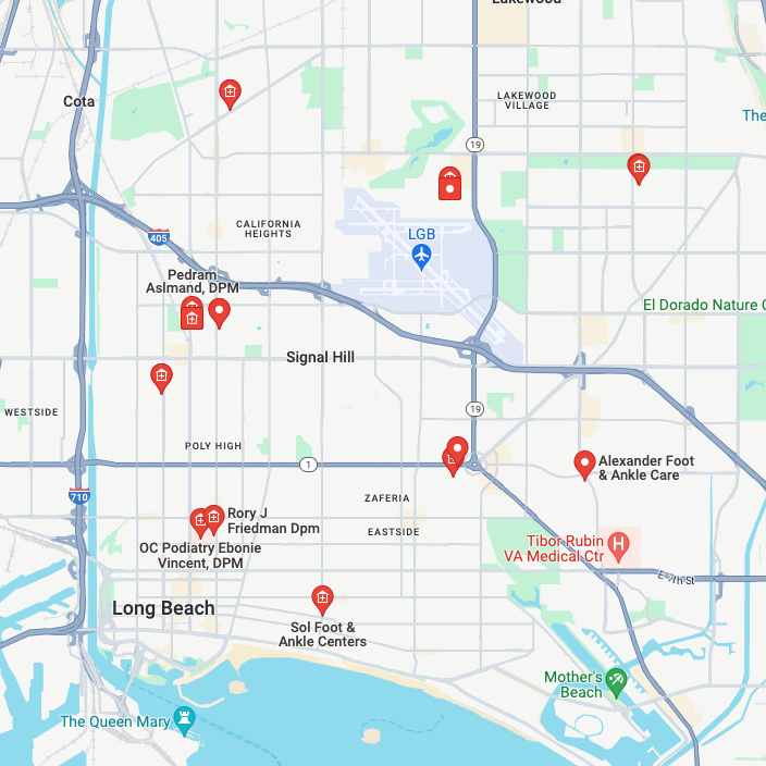 Map Of Orthotics Near Me In Long Beach, CA.