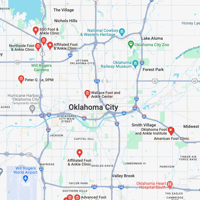 Map Of Orthotics Near Me In OKC.