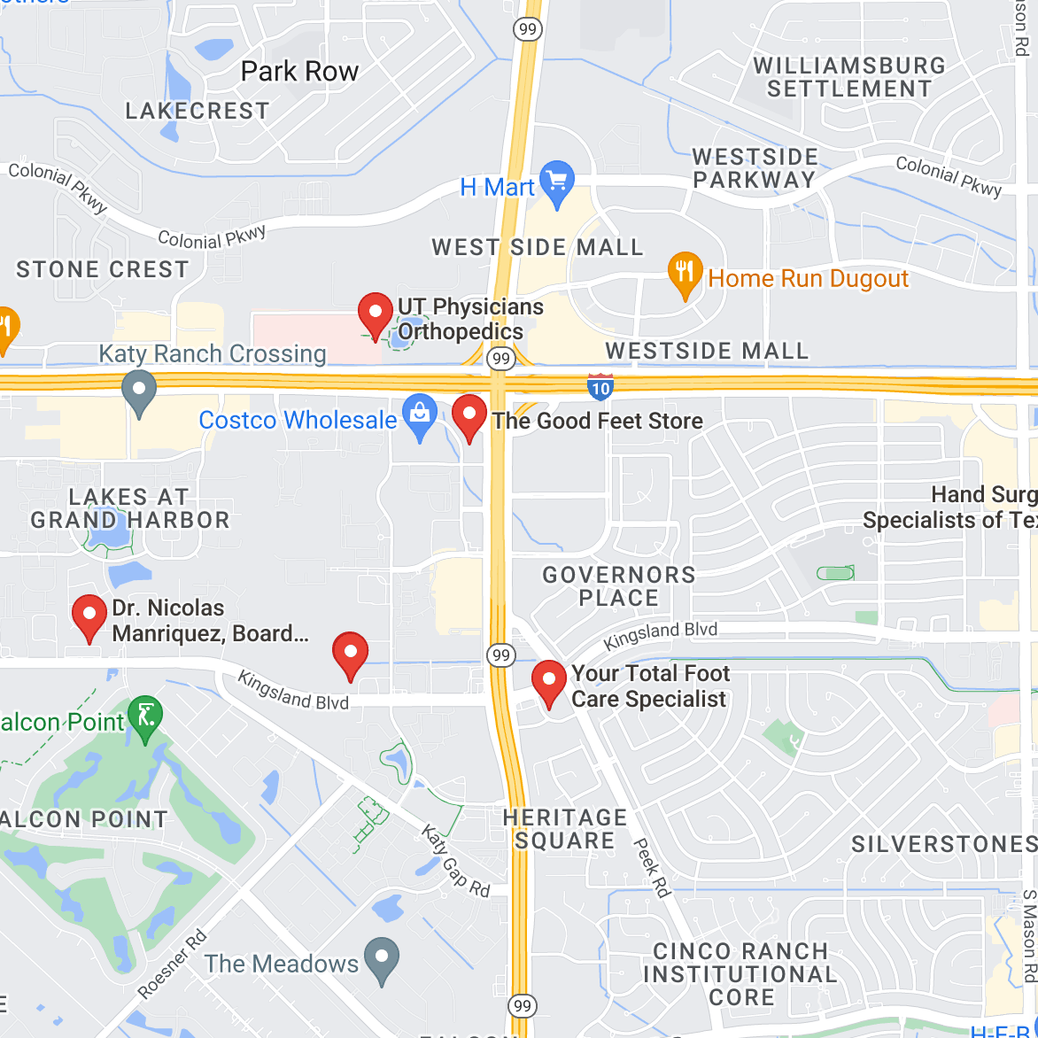 map of custom orthotic providers in katy texas