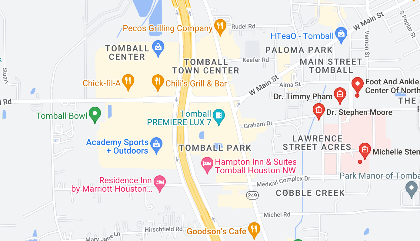 map of custom orthotic providers in Tomball Texas