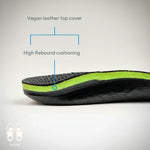 Bilt Labs custom insole cross-section with vegan leather top cover and high rebound cushioning for foot pain relief