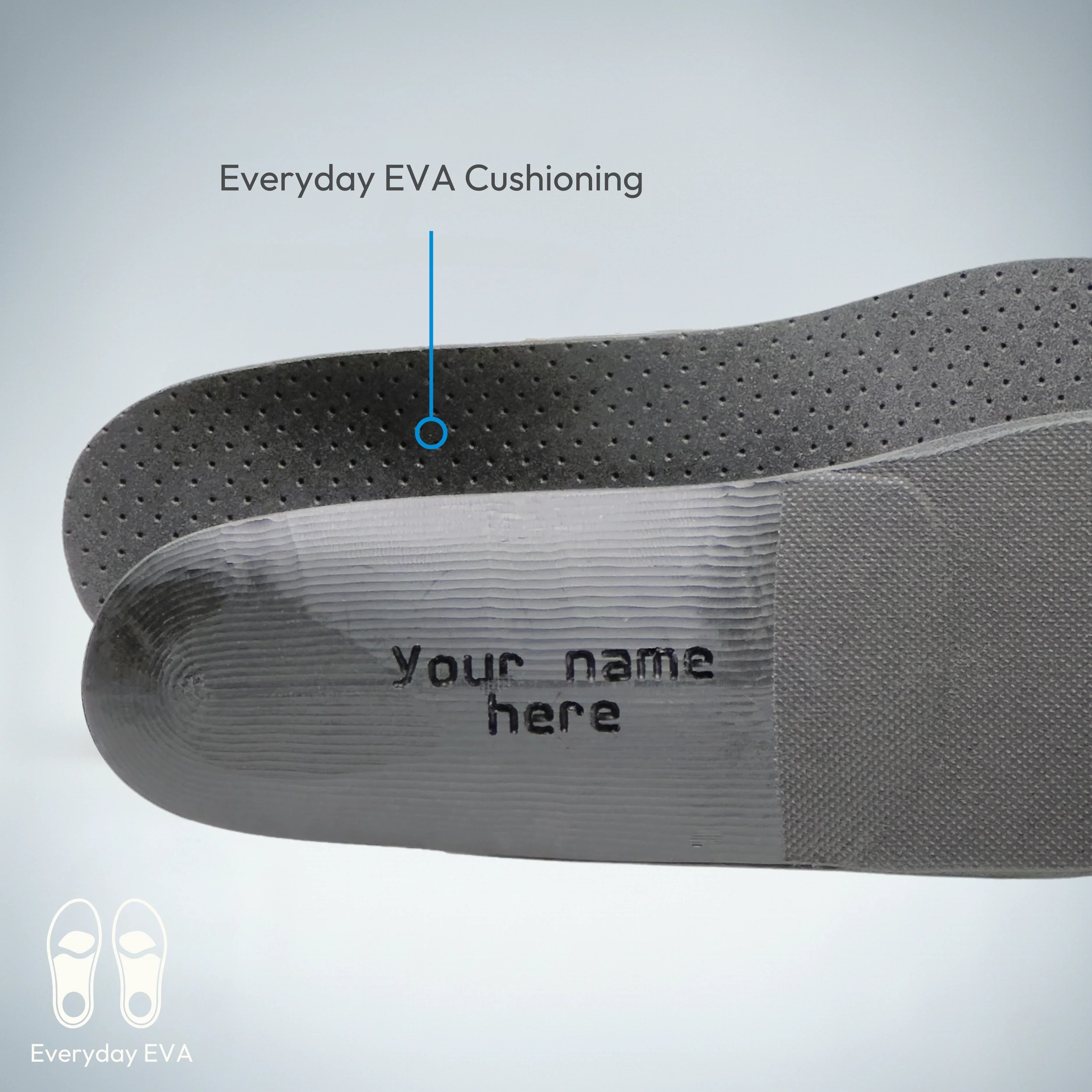 Custom Everyday EVA Cushioning insoles by Bilt Labs for foot pain relief from flat feet and plantar fasciitis