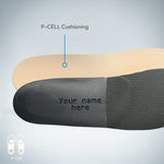 Custom Bilt Labs insoles with P-CELL cushioning for foot pain relief including flat feet and plantar fasciitis